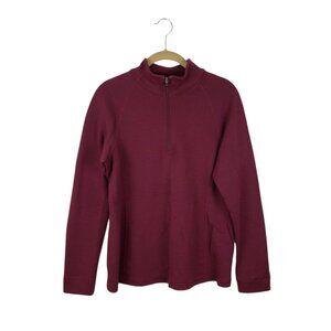 Ibex Shak Quarter Zip Merino Wool Sweater Burgundy 1/4 Zip Womens Large